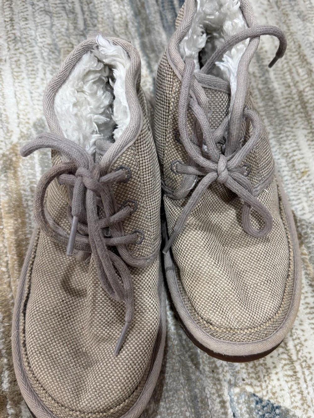 UGG Kids Beige Lace-Up Fleece-Lined Boots